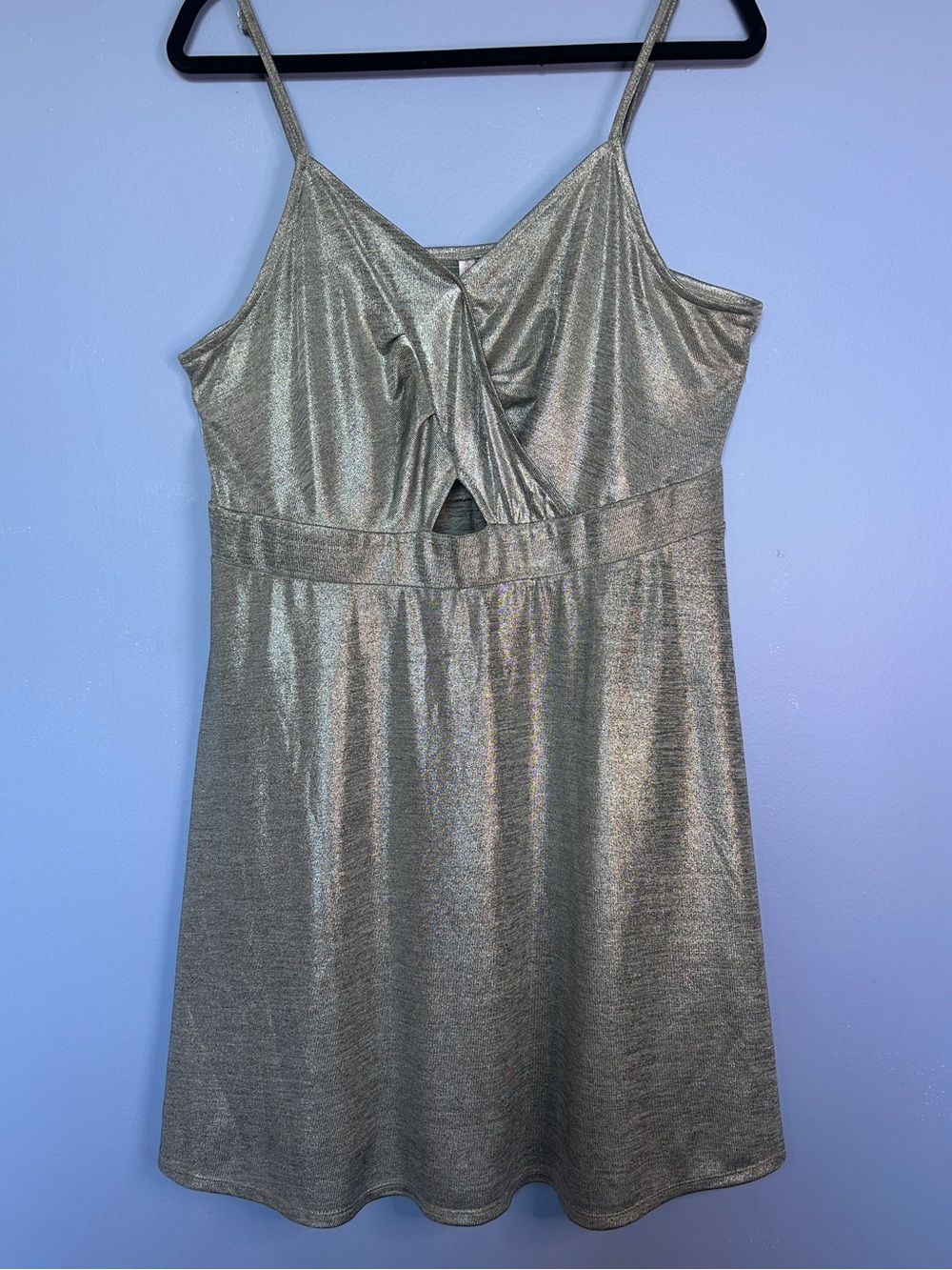 Metallic Silver Spaghetti Strap Dress